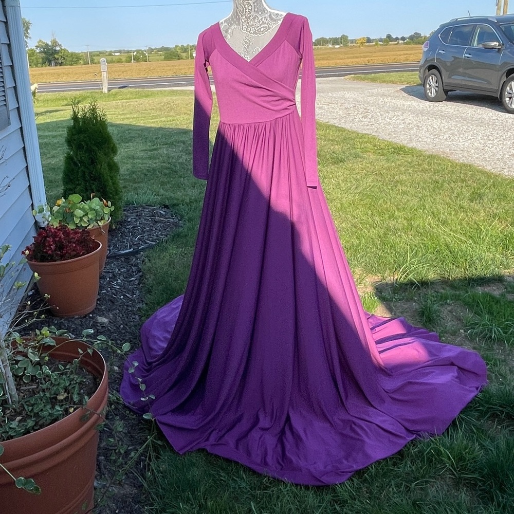 Chic Long Sleeve Purple Gown - Picture 7 of 13